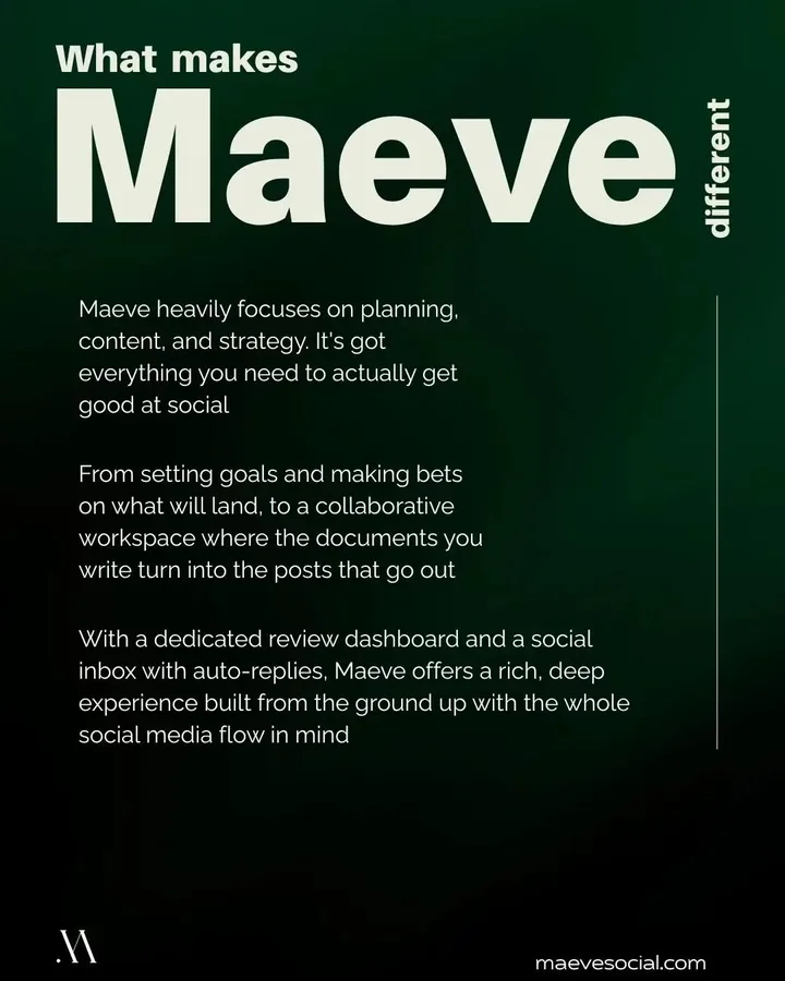 Maeve Social TikTok post titled What makes Maeve different